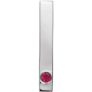 14K Gold Natural Mozambique Garnet Engravable Family Bar Pendant