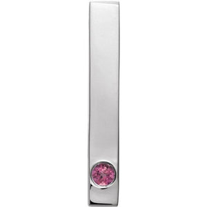 14K Gold Natural Mozambique Garnet Engravable Family Bar Pendant