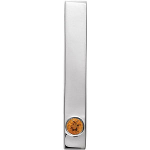 14K Gold Natural Mozambique Garnet Engravable Family Bar Pendant