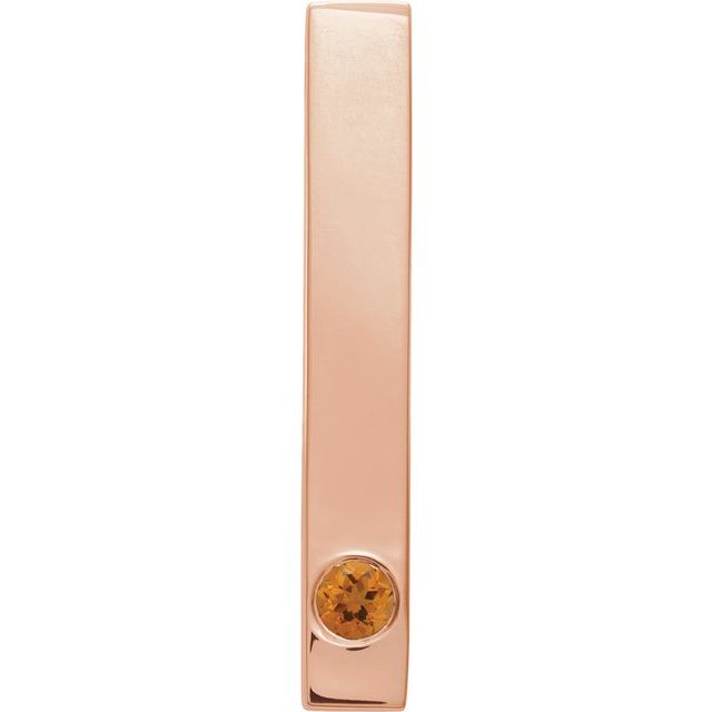 14K Gold Natural Mozambique Garnet Engravable Family Bar Pendant