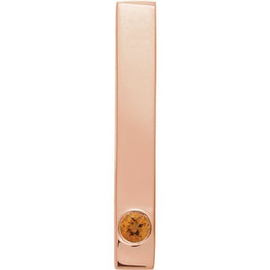 14K Gold Natural Mozambique Garnet Engravable Family Bar Pendant