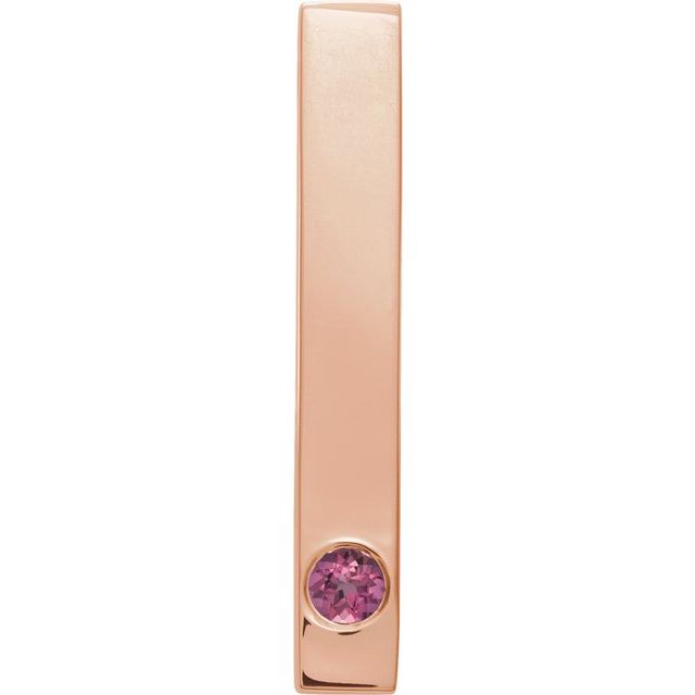 14K Gold Natural Mozambique Garnet Engravable Family Bar Pendant