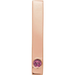 14K Gold Natural Mozambique Garnet Engravable Family Bar Pendant