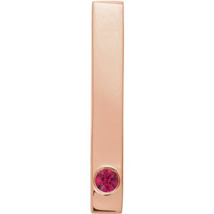 14K Gold Natural Mozambique Garnet Engravable Family Bar Pendant