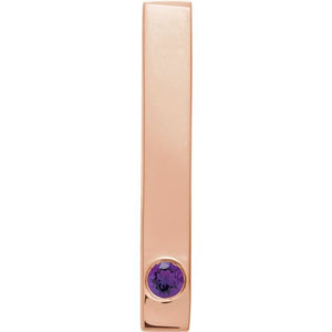 14K Gold Natural Mozambique Garnet Engravable Family Bar Pendant