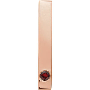 14K Gold Natural Mozambique Garnet Engravable Family Bar Pendant