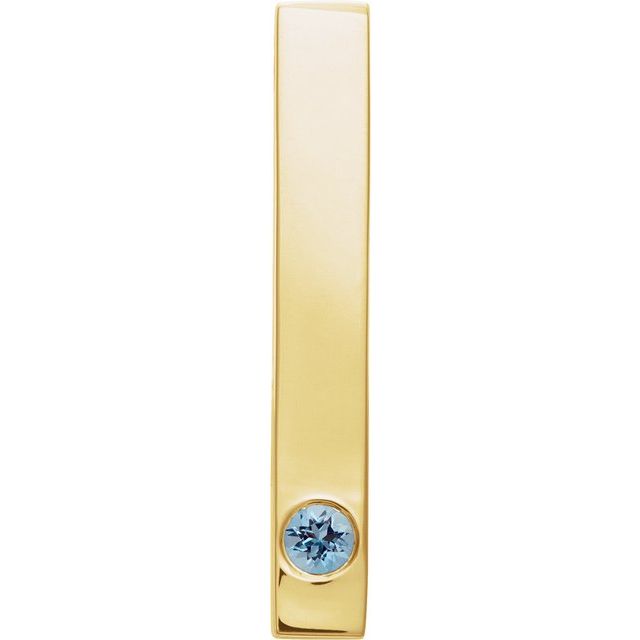 14K Gold Natural Mozambique Garnet Engravable Family Bar Pendant