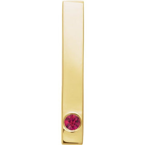 14K Gold Natural Mozambique Garnet Engravable Family Bar Pendant