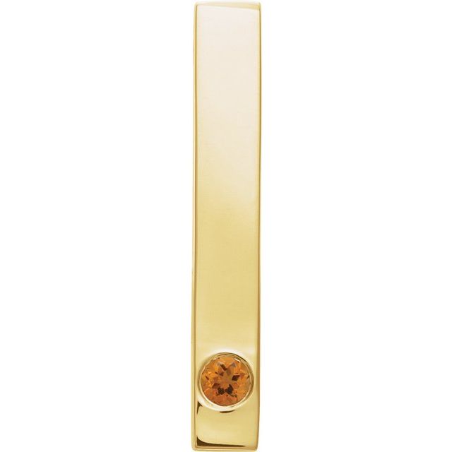 14K Gold Natural Mozambique Garnet Engravable Family Bar Pendant