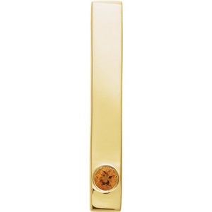 14K Gold Natural Mozambique Garnet Engravable Family Bar Pendant
