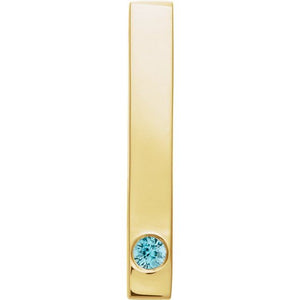 14K Gold Natural Mozambique Garnet Engravable Family Bar Pendant
