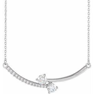 14K Gold Lab-Grown Diamond 2-Stone Necklace