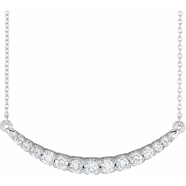 14K Gold Lab-Grown Diamond French-Set Bar Necklace
