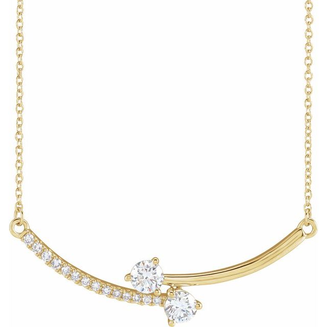 14K Gold Lab-Grown Diamond 2-Stone Necklace