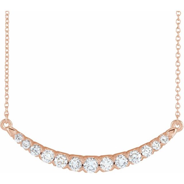 14K Gold Lab-Grown Diamond French-Set Bar Necklace