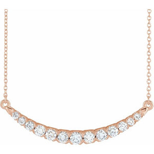 14K Gold Lab-Grown Diamond French-Set Bar Necklace