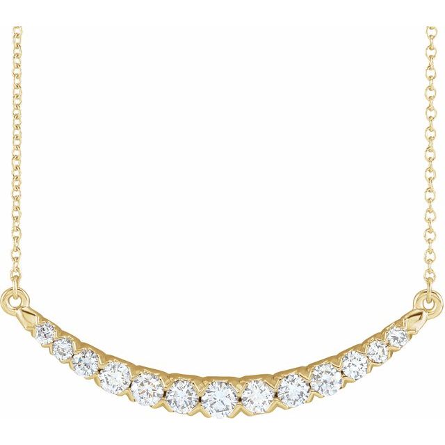 14K Gold Lab-Grown Diamond French-Set Bar Necklace