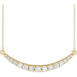 14K Gold Lab-Grown Diamond French-Set Bar Necklace