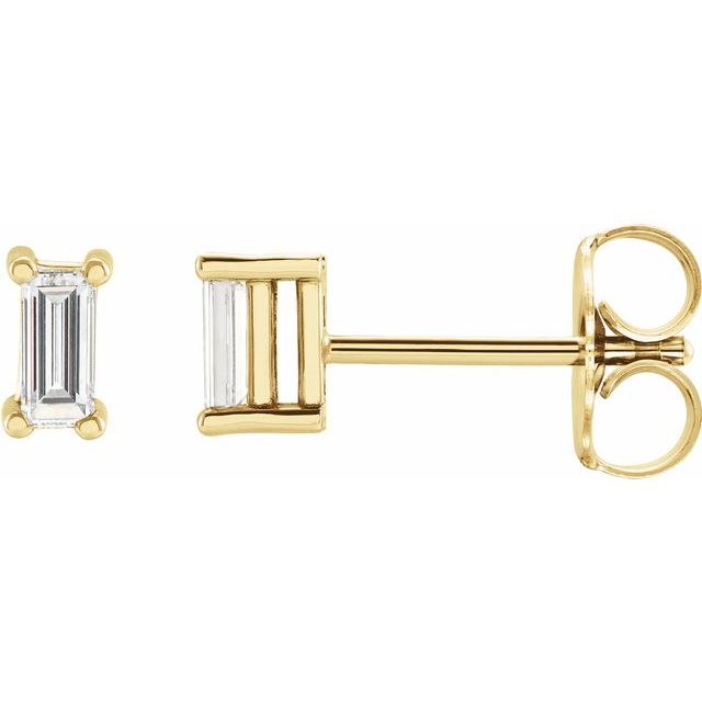 14K Gold Natural Diamond 4-Prong Basket Earrings