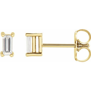 14K Gold Natural Diamond 4-Prong Basket Earrings