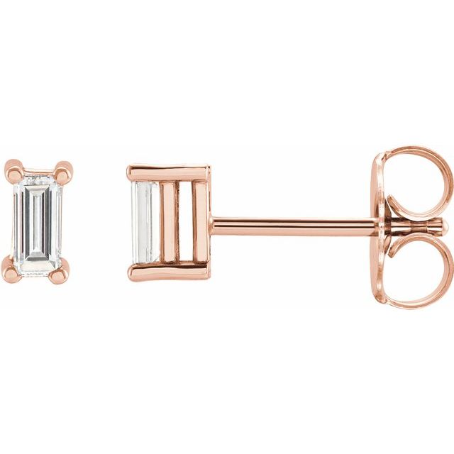 14K Gold Natural Diamond 4-Prong Basket Earrings