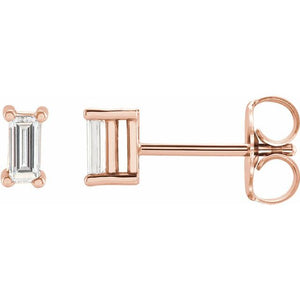 14K Gold Natural Diamond 4-Prong Basket Earrings