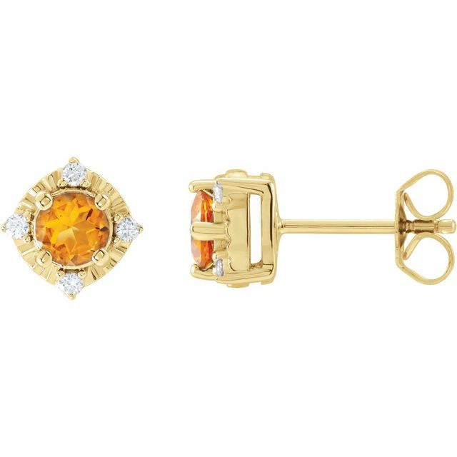 Natural Mozambique Garnet And .08 Ctw Natural Diamond Earrings