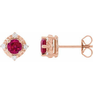 Lab-Grown White Sapphire And .08 Ctw Diamnd Earrings