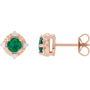 Lab-Grown White Sapphire And .08 Ctw Diamnd Earrings