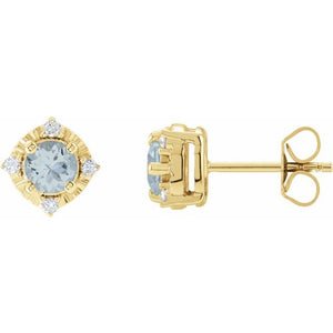 Natural Mozambique Garnet and .08 CTW Natural Diamond Earrings in 14K Gold & Silver