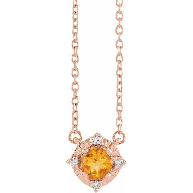 1/100 CTW Natural Aquamarine Round Necklace in 14K Gold & Sterling Silver