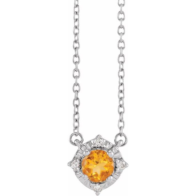 1/100 CTW Natural Aquamarine Round Necklace in 14K Gold & Sterling Silver