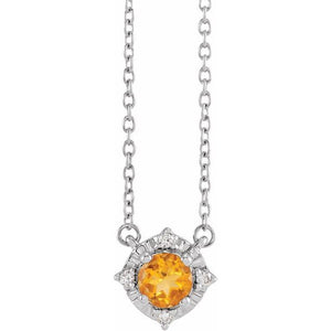 1/100 CTW Natural Aquamarine Round Necklace in 14K Gold & Sterling Silver