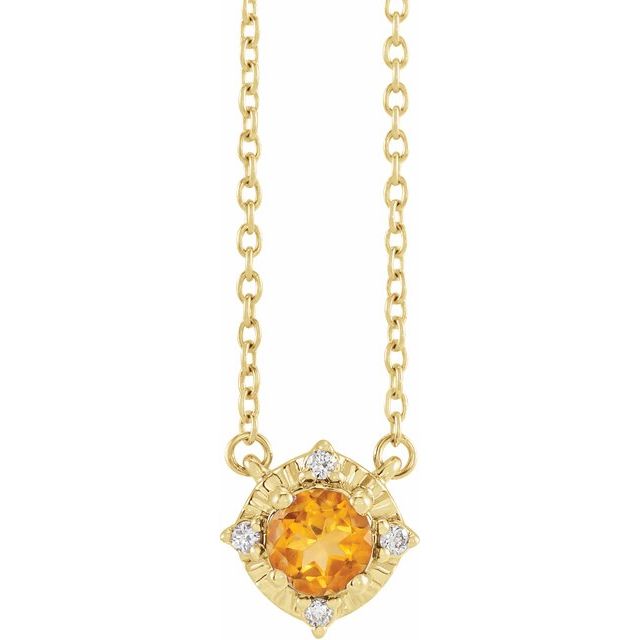 1/100 CTW Natural Aquamarine Round Necklace in 14K Gold & Sterling Silver