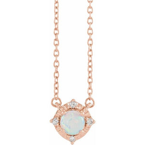 1/100 CTW Lab-Grown White Sapphire and Natural Diamond Round Necklace in 14K Gold & Silver