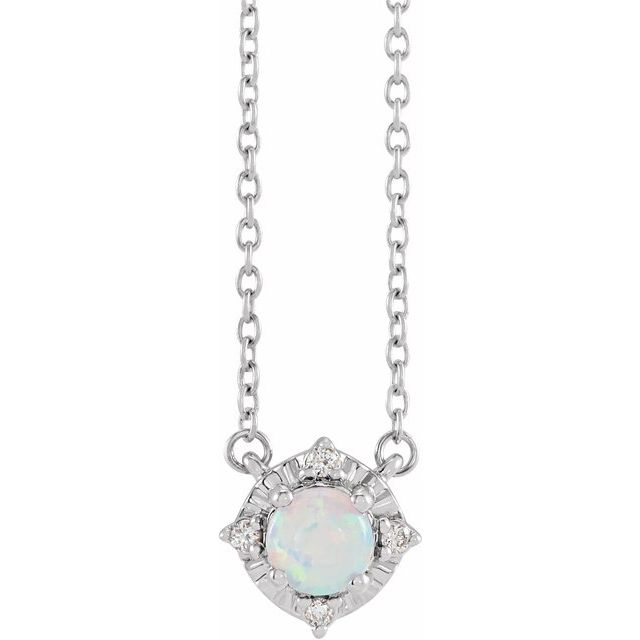 1/100 CTW Lab-Grown White Sapphire and Natural Diamond Round Necklace in 14K Gold & Silver