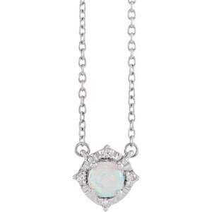 1/100 CTW Lab-Grown White Sapphire and Natural Diamond Round Necklace in 14K Gold & Silver