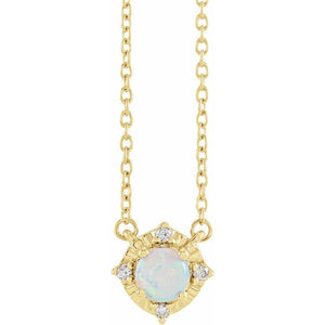 1/100 CTW Lab-Grown White Sapphire and Natural Diamond Round Necklace in 14K Gold & Silver
