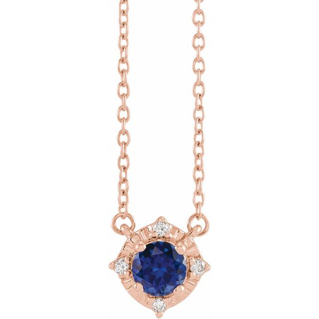 1/100 CTW Lab-Grown White Sapphire and Natural Diamond Round Necklace in 14K Gold & Silver