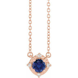 1/100 CTW Lab-Grown White Sapphire and Natural Diamond Round Necklace in 14K Gold & Silver