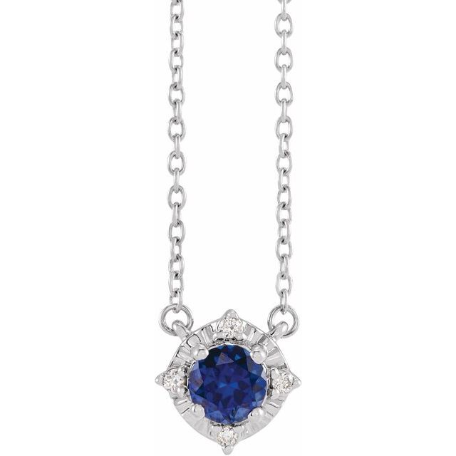 1/100 CTW Lab-Grown White Sapphire and Natural Diamond Round Necklace in 14K Gold & Silver