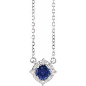 1/100 CTW Lab-Grown White Sapphire and Natural Diamond Round Necklace in 14K Gold & Silver