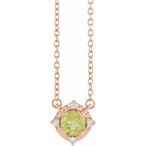 1/100 CTW Natural Aquamarine Round Necklace in 14K Gold & Sterling Silver