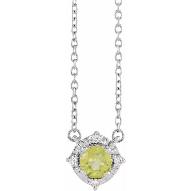 1/100 CTW Natural Aquamarine Round Necklace in 14K Gold & Sterling Silver