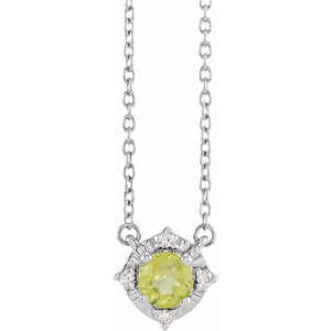 1/100 CTW Natural Aquamarine Round Necklace in 14K Gold & Sterling Silver