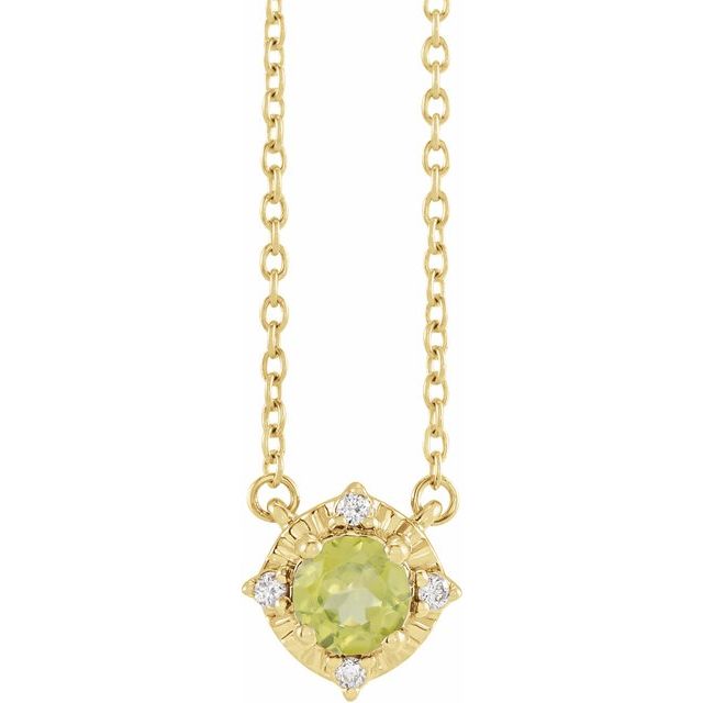 1/100 CTW Natural Aquamarine Round Necklace in 14K Gold & Sterling Silver