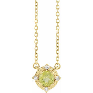 1/100 CTW Natural Aquamarine Round Necklace in 14K Gold & Sterling Silver