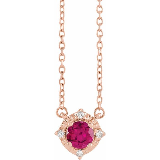 14K Gold Mozambique Garnet and Diamond Necklace