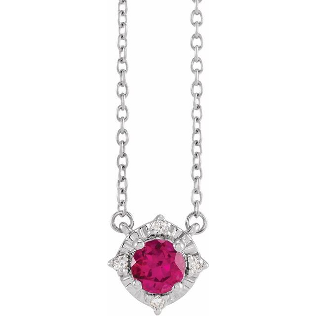 1/100 CTW Lab-Grown White Sapphire and Natural Diamond Round Necklace in 14K Gold & Silver
