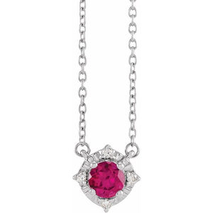 1/100 CTW Lab-Grown White Sapphire and Natural Diamond Round Necklace in 14K Gold & Silver